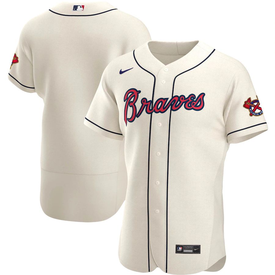 Mens Atlanta Braves Nike Cream Alternate Authentic Team MLB Jerseys->atlanta braves->MLB Jersey
